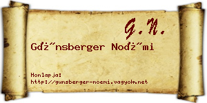 Günsberger Noémi névjegykártya